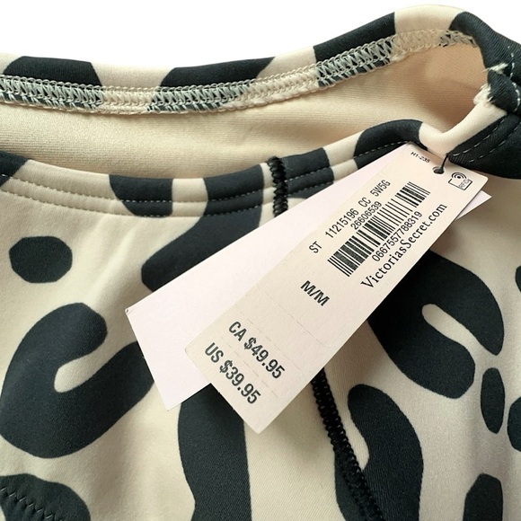 NWT VICTORIA’S SECRET CROPPED TEE BIKINI TOP ANIMAL PRINT BLACK & CREAM | MEDIUM - Picture 10 of 10
